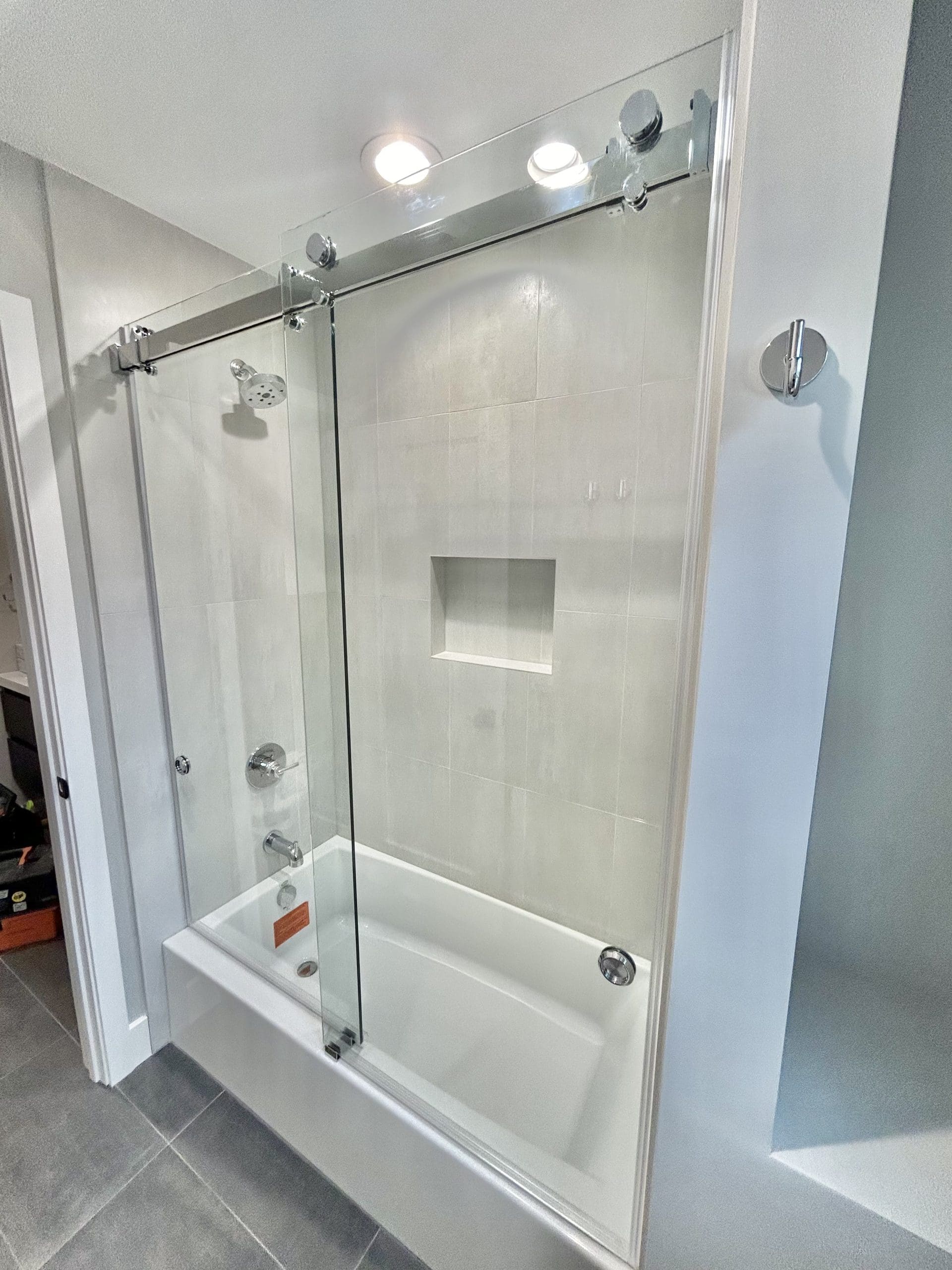 Double Sliding Shower Doors on Tub Double Sliding Shower Doors on Tub